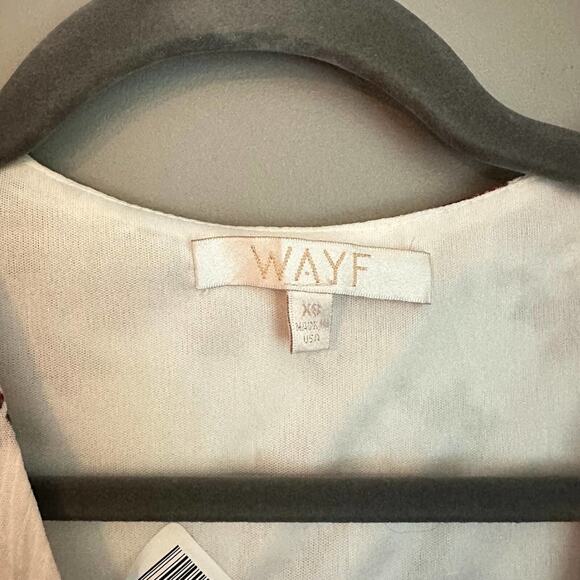 Wayf Short Sleeve Floral Cream Red V Neck Cap Sleeve Maxi Dress Size XS - Picture 2 of 4